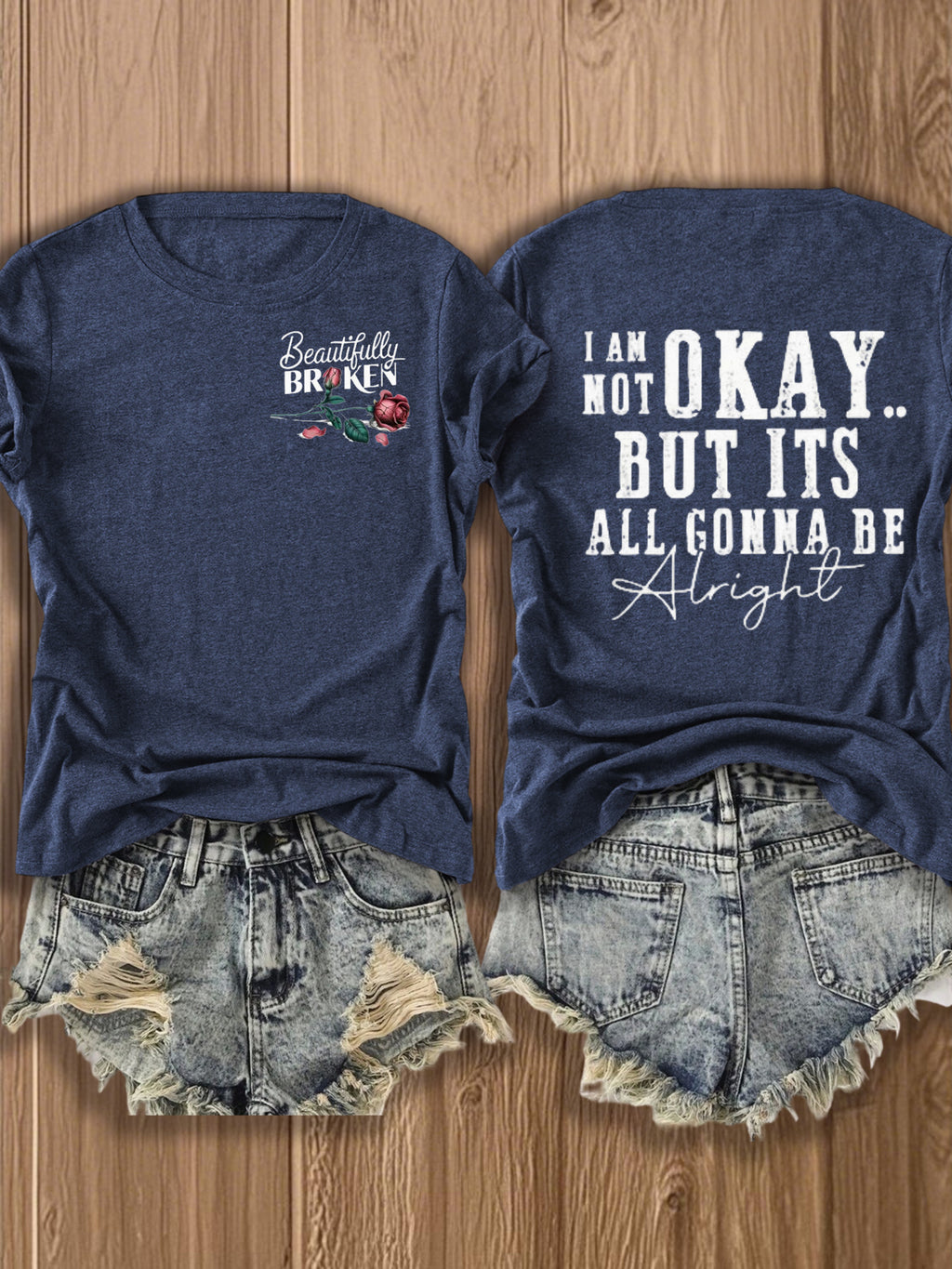 Inspirational Graphic Tee Women Floral Print Double Sided T-Shirt Casual Motivational Blend Top Gift XS-XL