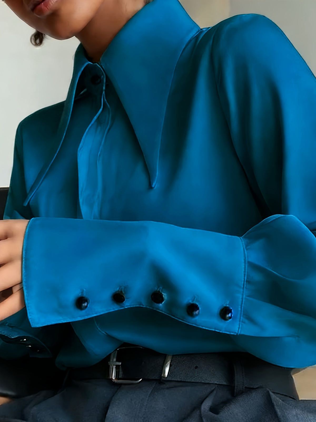 White Button Collar Shirt Women Elegant Oversized Long Sleeve Winter Blouse Professional Casual Solid Color S-XL