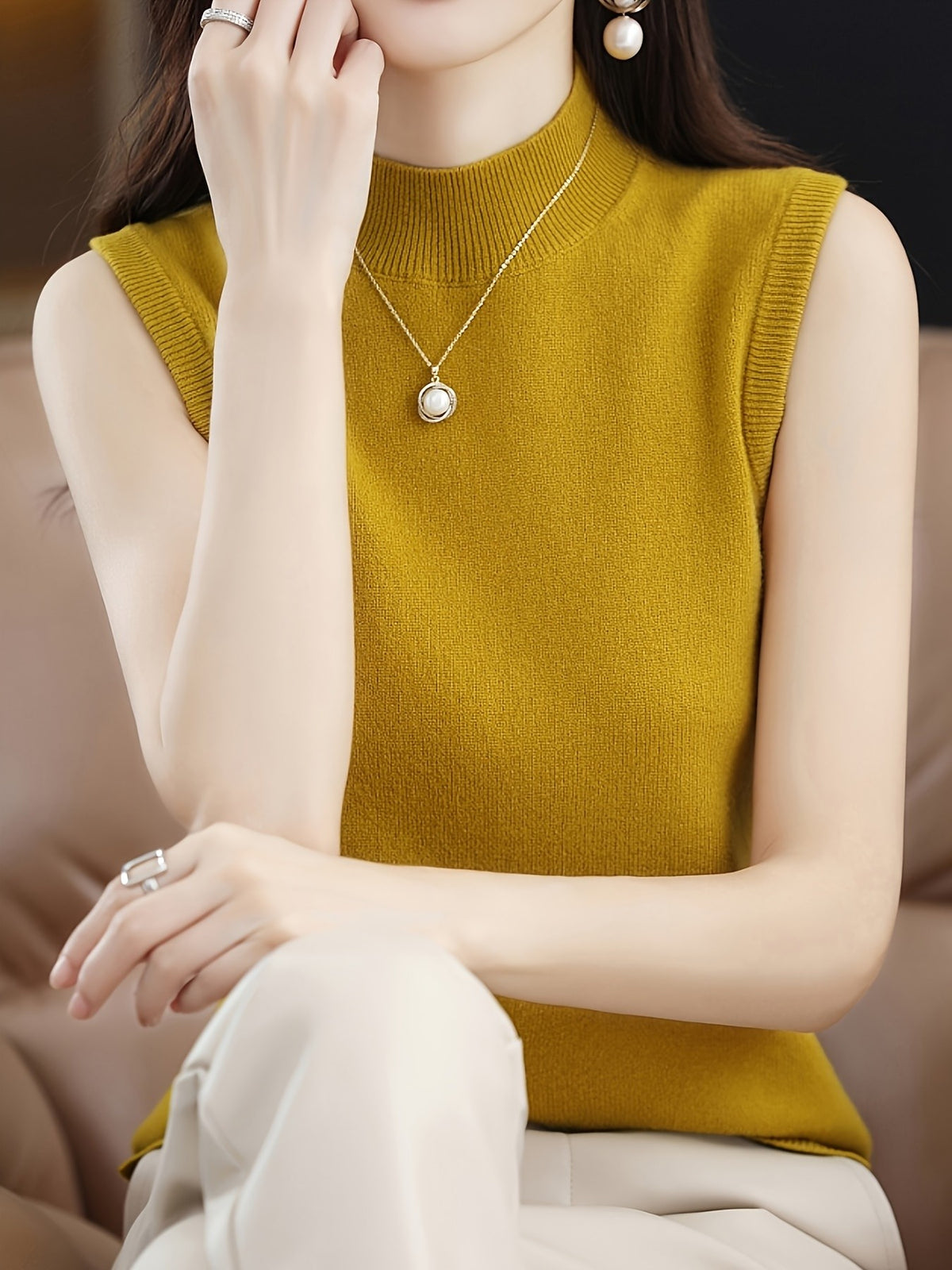 Mock Neck Sleeveless Vest Top Women Slim Fit Solid Color Short Cropped Spring Summer Casual Festive Tank Top for Women