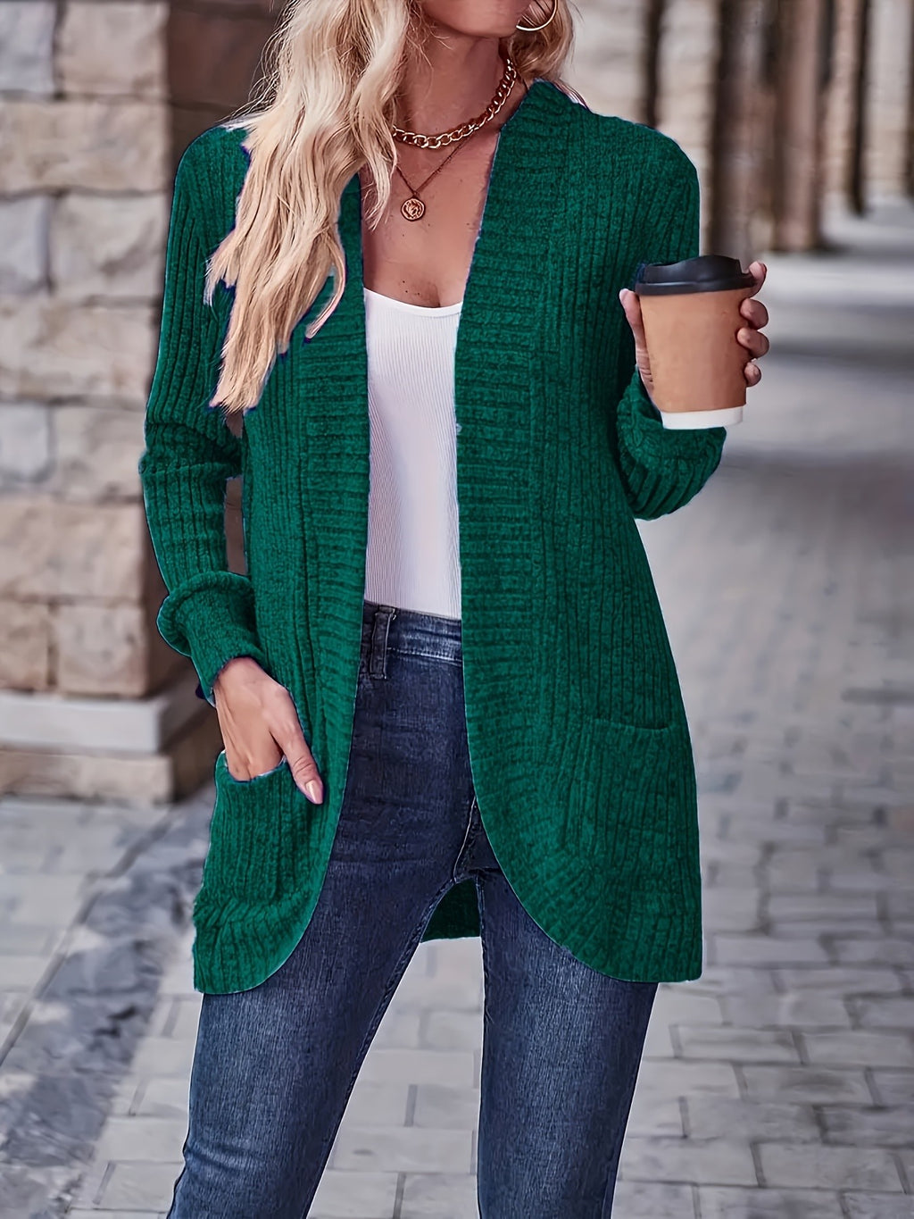 Cardigan Collar Loose Blouse Women Knit Pocket Long Sleeve Solid Color Casual Elegant Top 10 Colors Stretch Everyday Wear S-XXL
