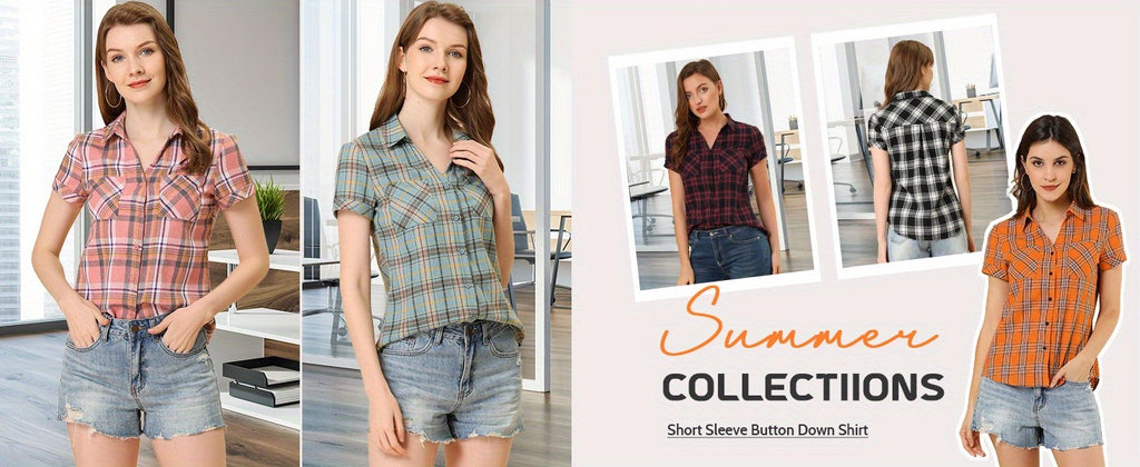 Western Plaid Button Shirt for Women | Classic Flannel Checkered Long Sleeve Top | Casual Country Style Blouse | Machine Washable Women's Plaid Shirt