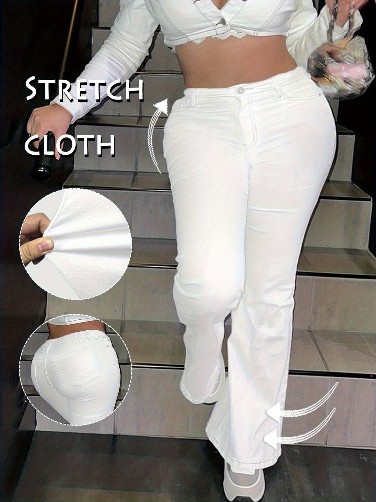 Women's Y2K Straight Leg Denim Pants High Elastic Vintage Street Style Solid Color Long Jeans Versatile Trendy Fashion Bottoms