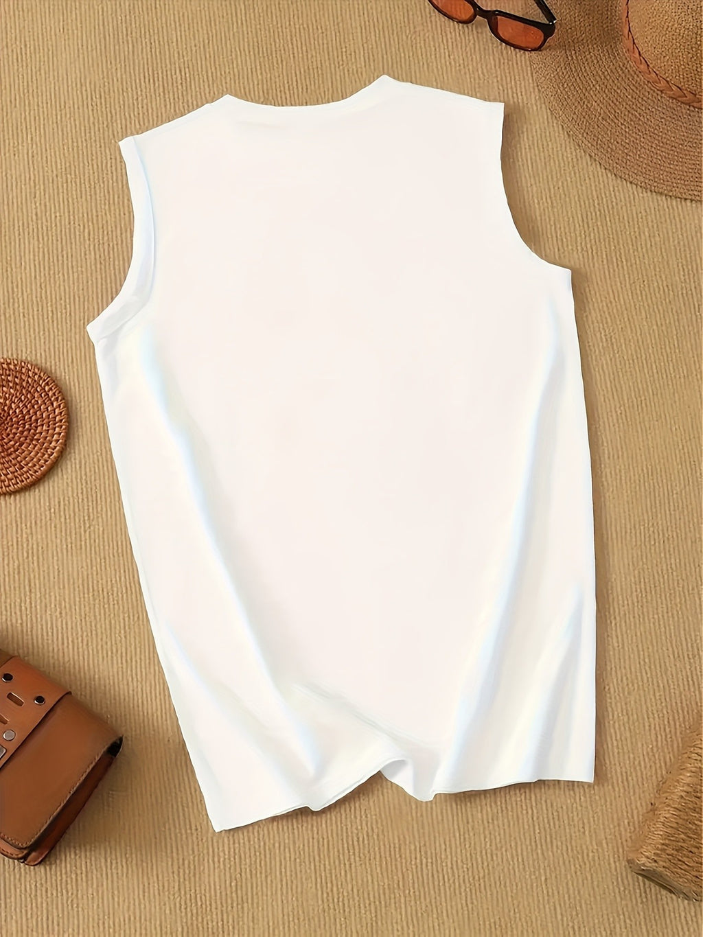 Print Tank Top Women Casual Crew Neck Sleeveless Summer Tee Graphic Top