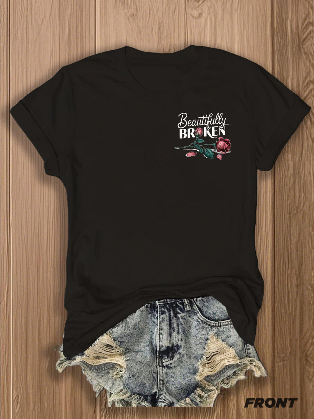 Inspirational Graphic Tee Women Floral Print Double Sided T-Shirt Casual Motivational Blend Top Gift XS-XL