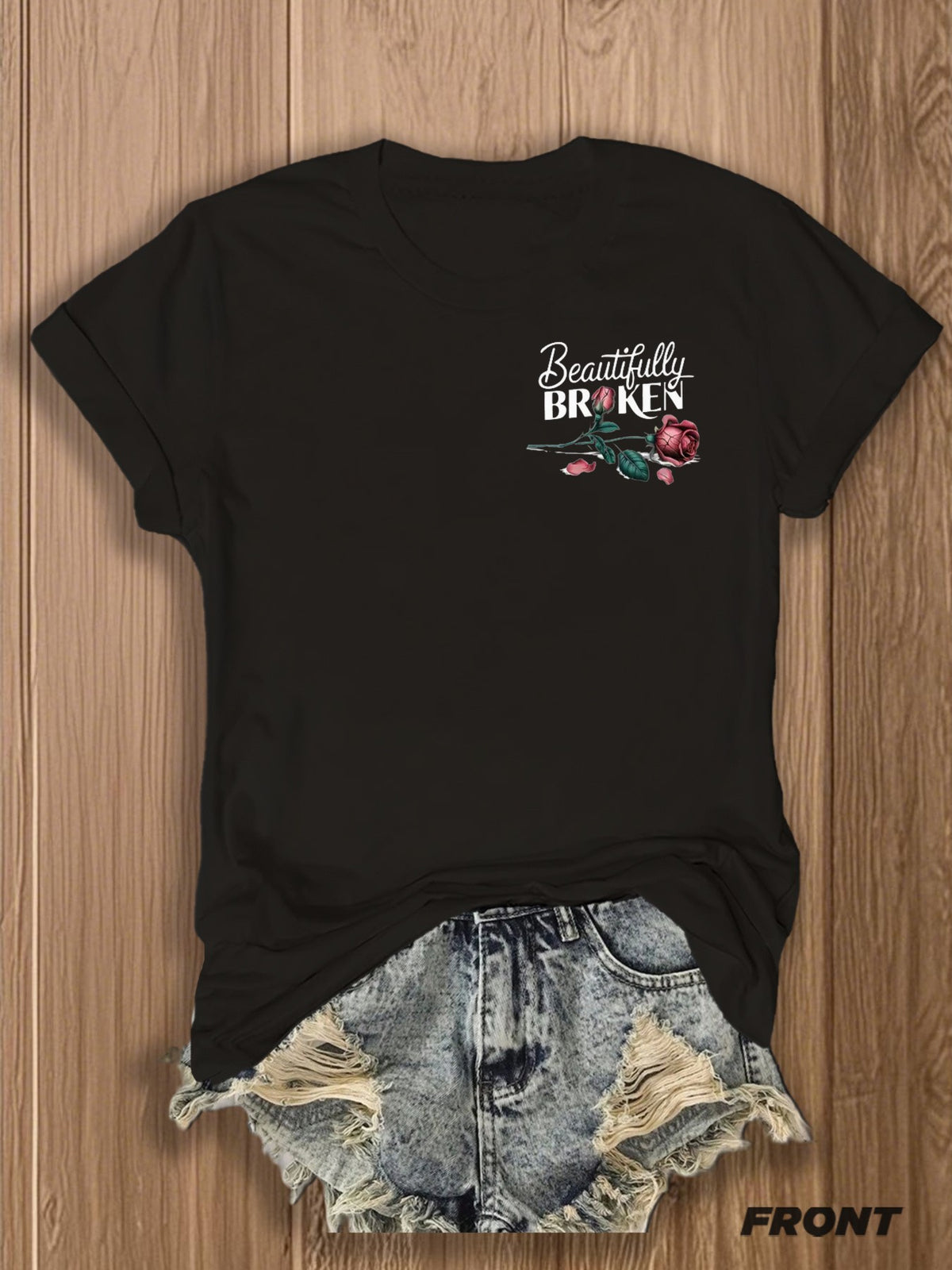 Inspirational Graphic Tee Women Floral Print Double Sided T-Shirt Casual Motivational Blend Top Gift XS-XL
