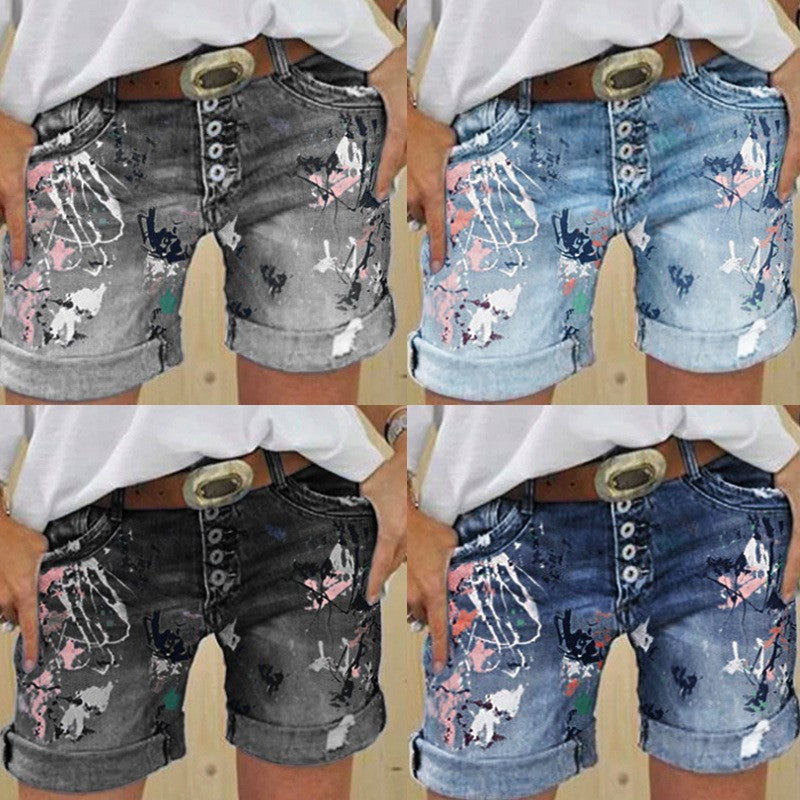 High Waist Slim Denim Shorts Women Button Fly Stretch Casual Summer Dark Blue Grey Light Blue S M L XL