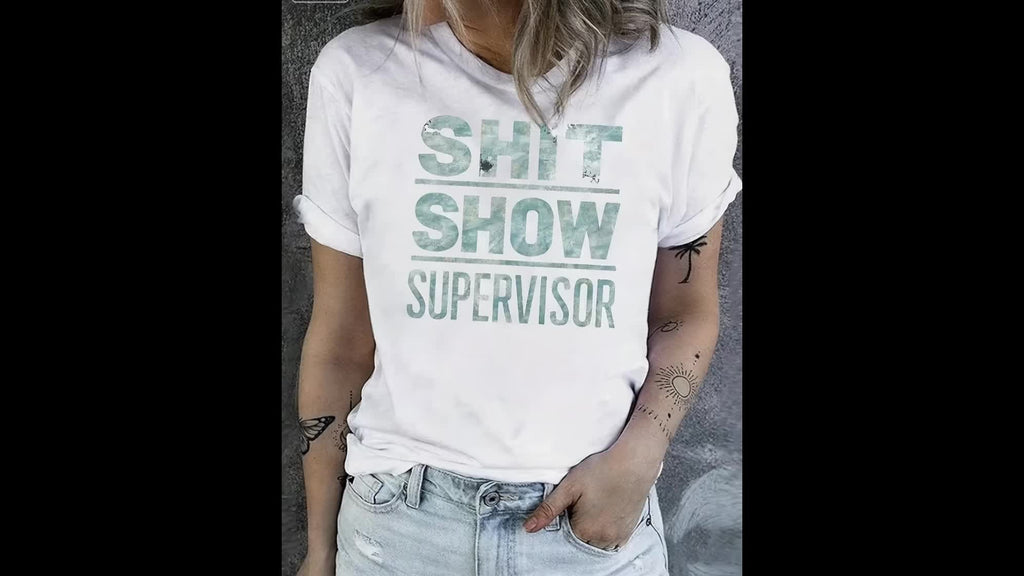 Chic Alphabet Letter Print T-Shirt Women Crew Neck Short Sleeve 180gsm Smooth Knit Mid Stretch Casual Everyday Fashion Graphic Tee Polyester Top S-XXL