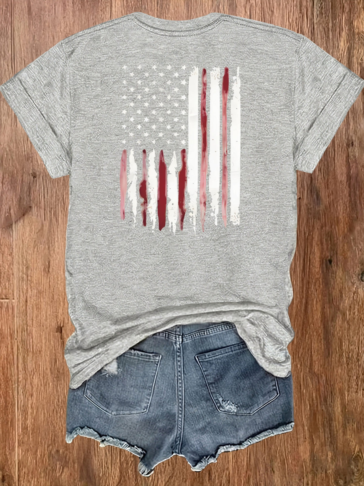 American Flag Print T-Shirt Women Patriotic Graphic Tee Short Sleeve Crew Neck | Fireworks USA Print Lightweight Breathable Top for 4th of July Summer Daily Wear