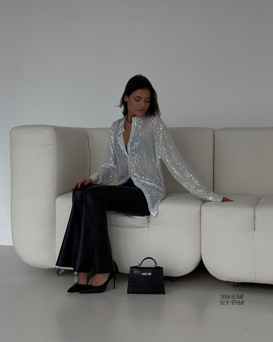 Rhinestone Cardigan Women Long Sleeve Lapel Collar Shimmering Diamond Stripe Open Front Cardigan Black White S-XXL