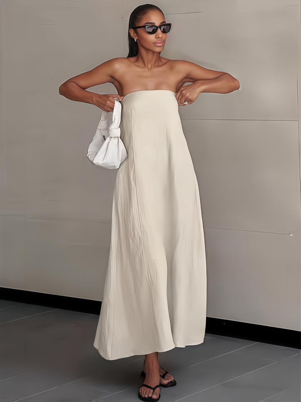Women's Linen Beach Sundress Backless Sleeveless Wrap High Waist A-Line Flowy Casual Summer Vacation Dress