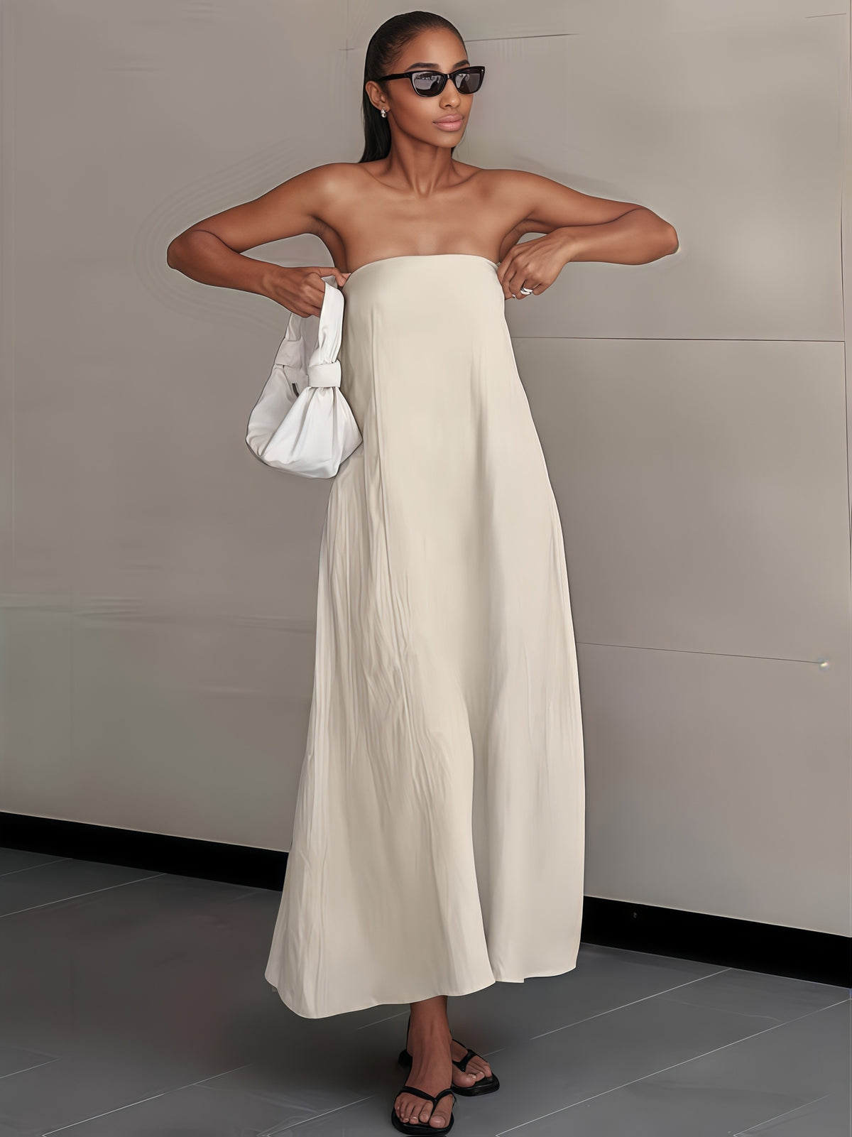 Women's Linen Beach Sundress Backless Sleeveless Wrap High Waist A-Line Flowy Casual Summer Vacation Dress
