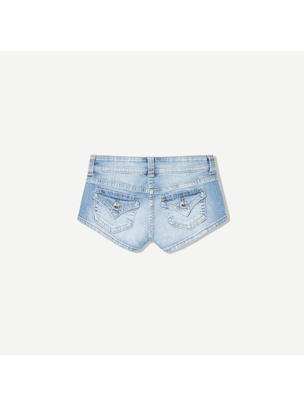 Low Rise Double Button Denim Shorts for Women - Bodycon Slim Fit Back Pocket Hot Pants, Sexy Casual Office Vacation Jean Shorts for Summer
