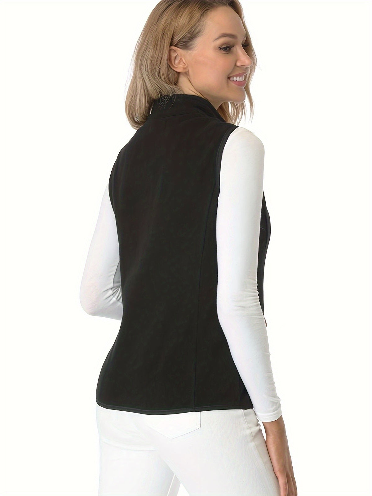 Women's Sleeveless Zip Vest Jacket Lightweight Warm Soft Zipper Pockets Casual Outdoor Layering Vest S-XXL