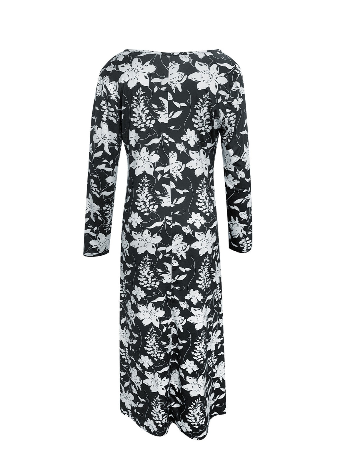 Ditsy Floral V-Neck Long Dress for Women - Thin Elegant Lightweight Spring Summer Fall Holiday Dress, 95% Polyester Stretch Flowy Maxi S-XXL