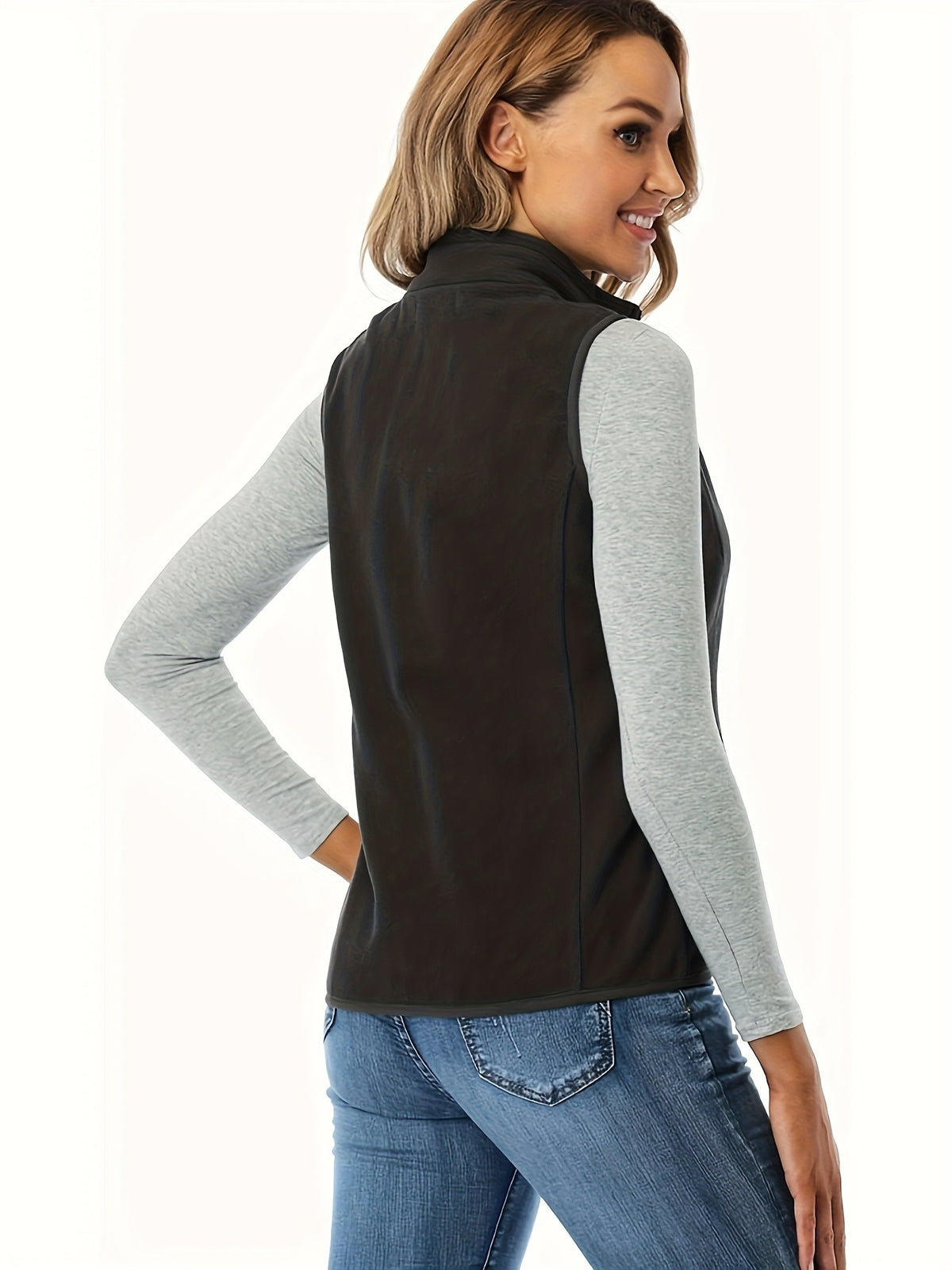 Women's Sleeveless Zip Vest Jacket Lightweight Warm Soft Zipper Pockets Casual Outdoor Layering Vest S-XXL