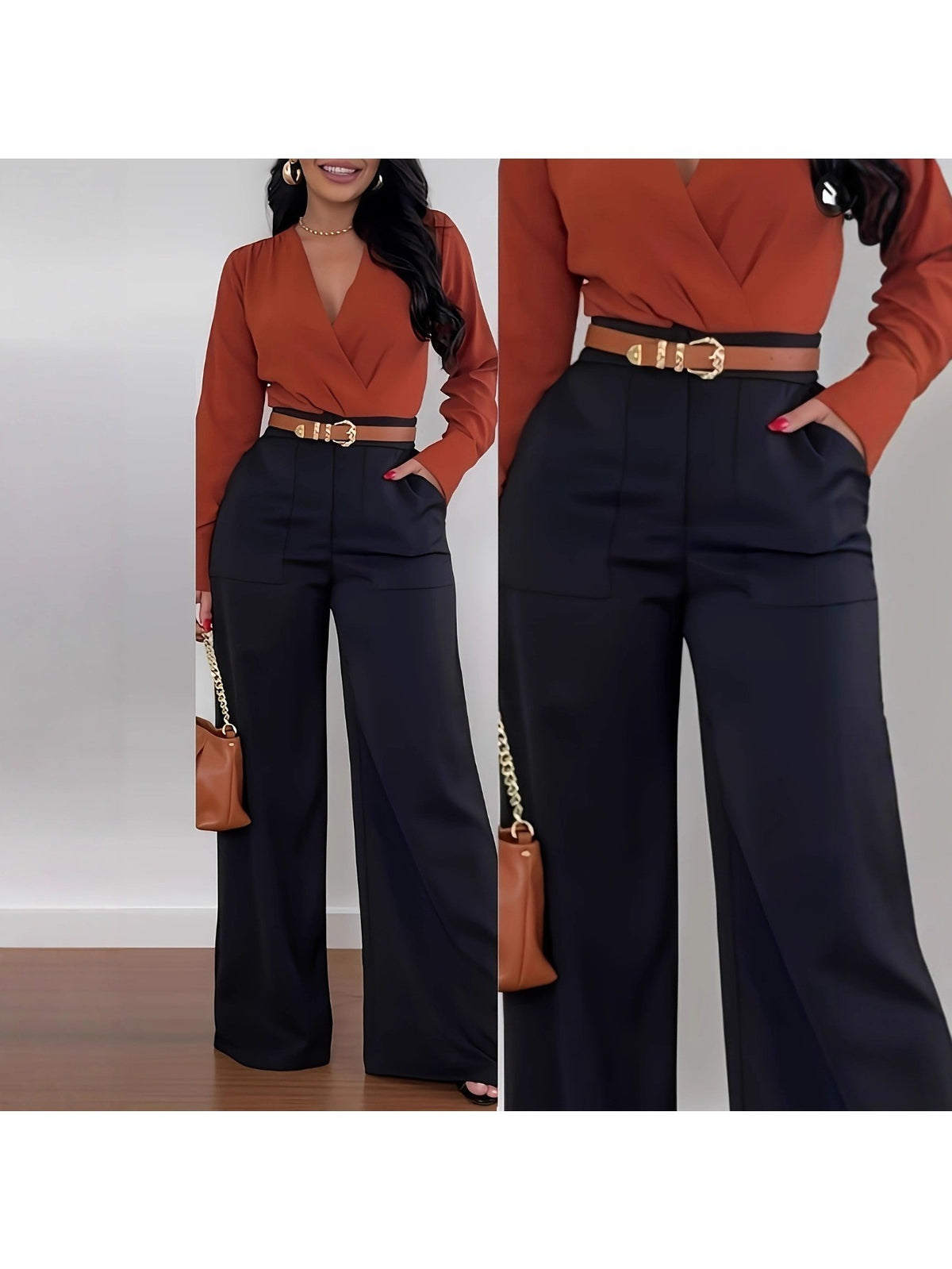 Wide Leg Dress Pants Women High Waist Elegant Suit Trousers with Pockets Casual Office Work Polyester Long S-XXL