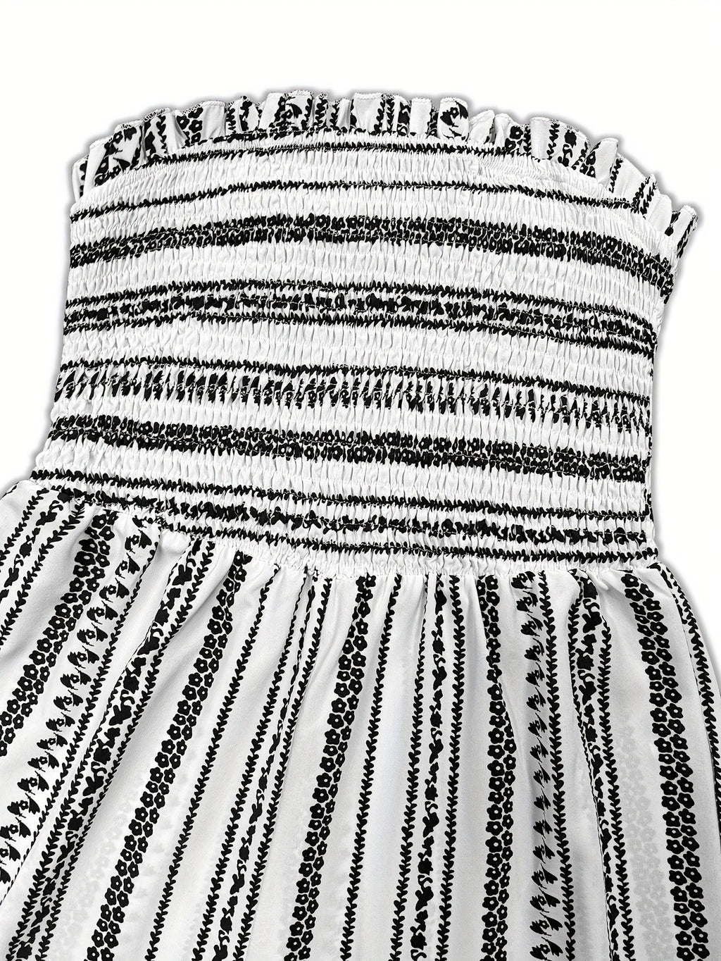 Strapless Striped Wide-Leg Jumpsuit Women Black White Smocked Tube Top Casual Loose Summer Vacation Romper S-XXL