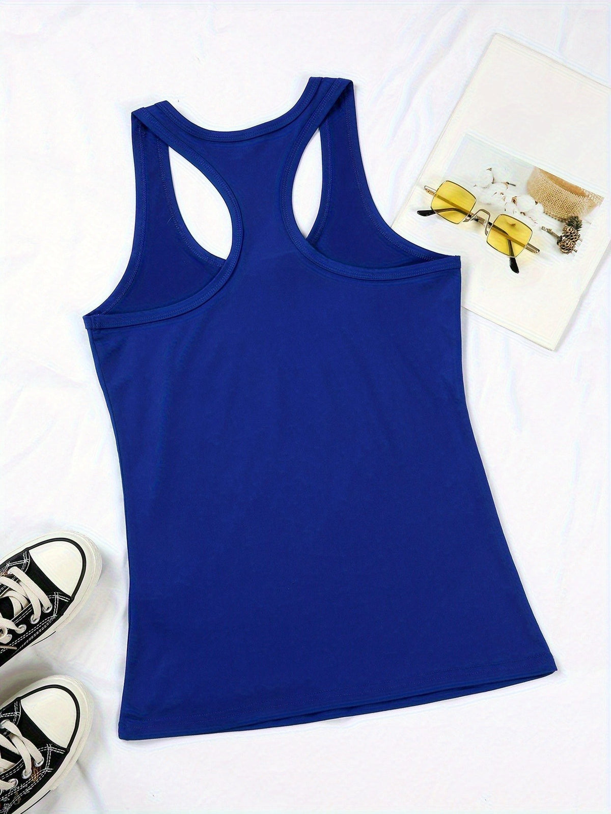 Smile Graphic Sleeveless Sports Vest for Women Elastic Athletic Tank Top Casual Outdoor Activewear Loose Fit Summer Leisure Shirt