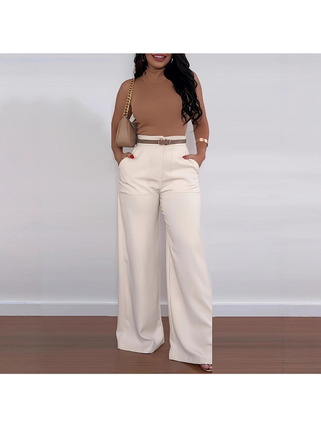Wide Leg Dress Pants Women High Waist Elegant Suit Trousers with Pockets Casual Office Work Polyester Long S-XXL