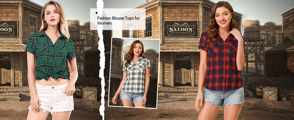 Western Plaid Button Shirt for Women | Classic Flannel Checkered Long Sleeve Top | Casual Country Style Blouse | Machine Washable Women's Plaid Shirt