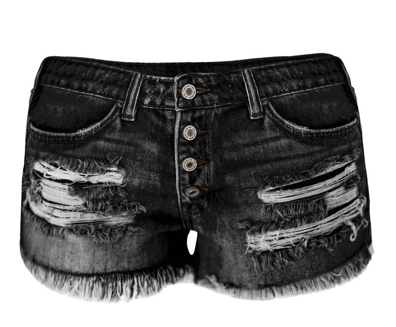 Ripped Denim Shorts for Women High Waist Distressed Raw Hem Stretch Vintage Casual Streetwear Short Jeans Blue Grey S-XXL