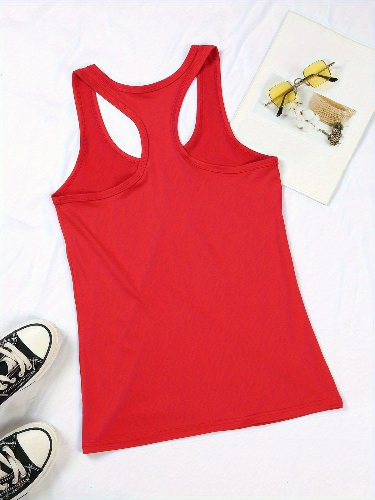 Smile Graphic Sleeveless Sports Vest for Women Elastic Athletic Tank Top Casual Outdoor Activewear Loose Fit Summer Leisure Shirt