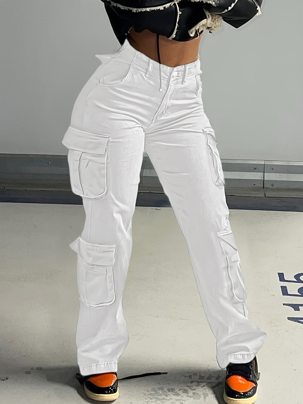 Low Waist Cargo Denim Pants Women Street Hip-Hop Style Multi Pocket Wide Leg Workwear Casual Jeans Apricot Grey Khaki S-XXL