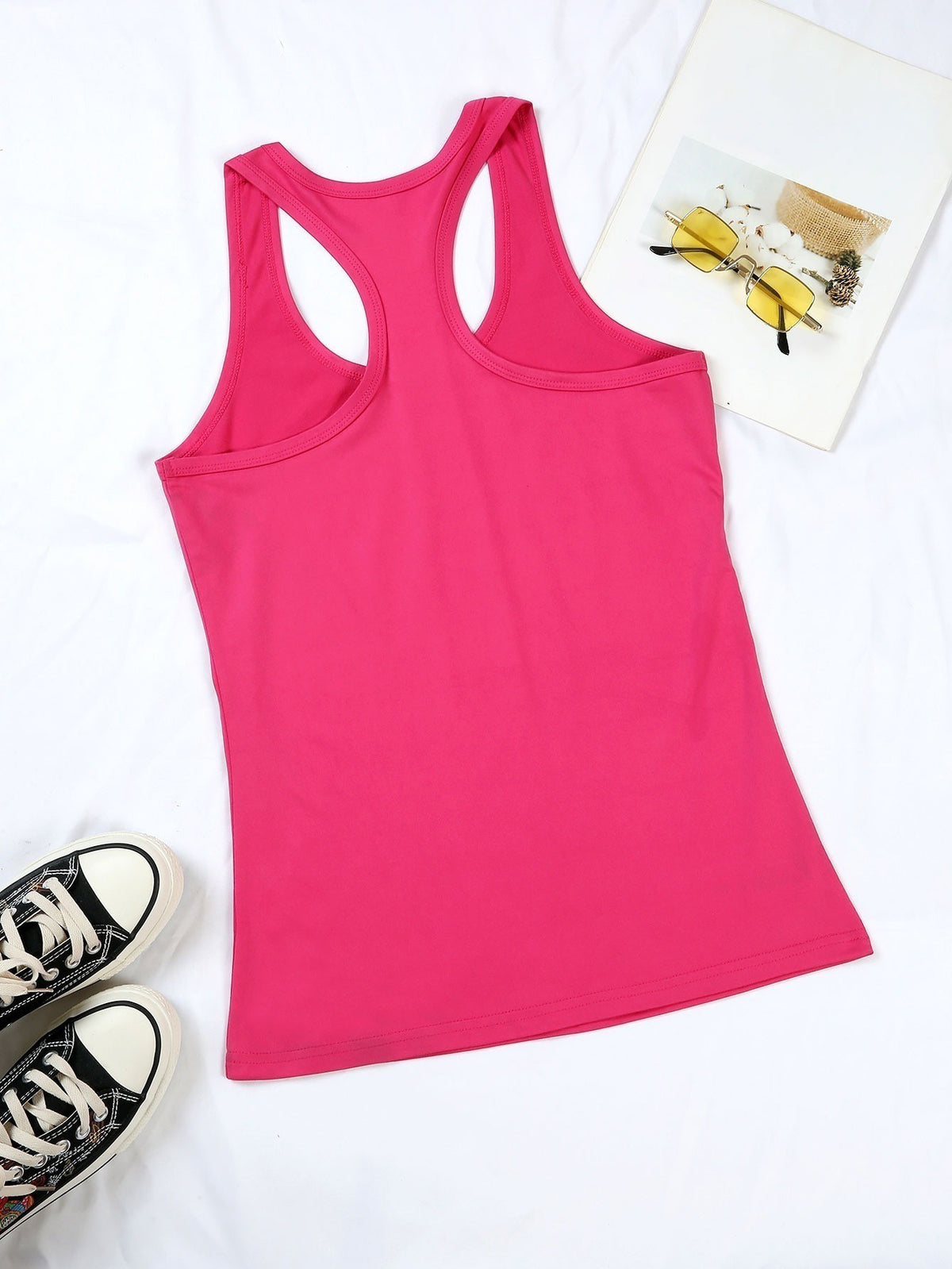 Smile Graphic Sleeveless Sports Vest for Women Elastic Athletic Tank Top Casual Outdoor Activewear Loose Fit Summer Leisure Shirt