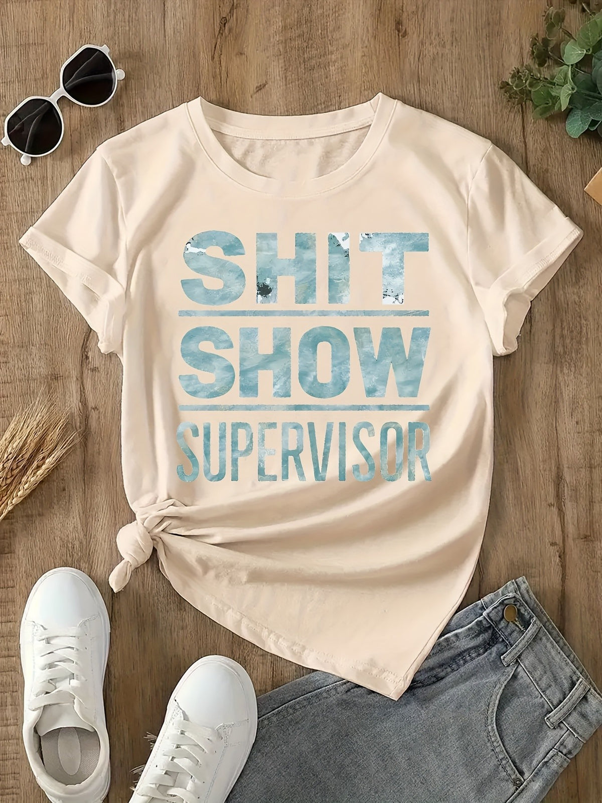 Chic Alphabet Letter Print T-Shirt Women Crew Neck Short Sleeve 180gsm Smooth Knit Mid Stretch Casual Everyday Fashion Graphic Tee Polyester Top S-XXL