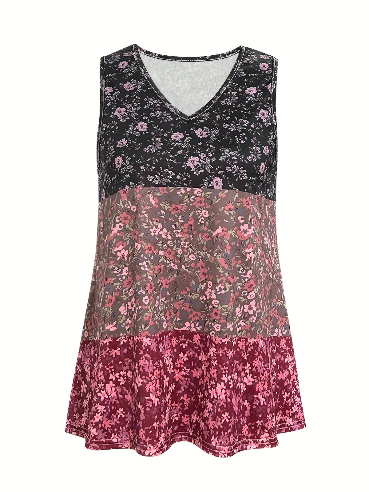 Color Block Floral Print Vest Top Women Sleeveless Casual Vacation Summer Cami Top Trendy Patchwork Blouse Beach Holiday Fashion Top S-XXL