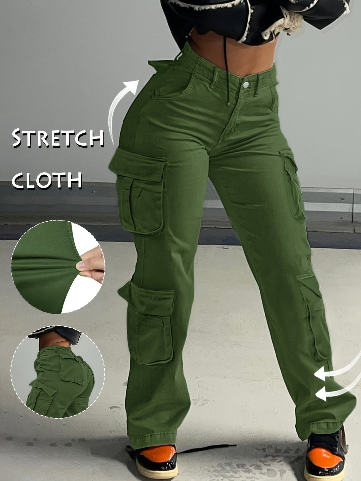 Low Waist Cargo Denim Pants Women Street Hip-Hop Style Multi Pocket Wide Leg Workwear Casual Jeans Apricot Grey Khaki S-XXL