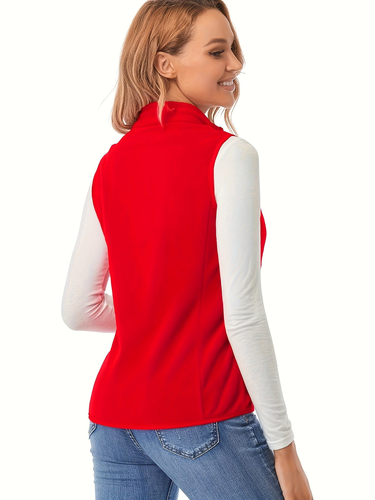 Women's Sleeveless Zip Vest Jacket Lightweight Warm Soft Zipper Pockets Casual Outdoor Layering Vest S-XXL