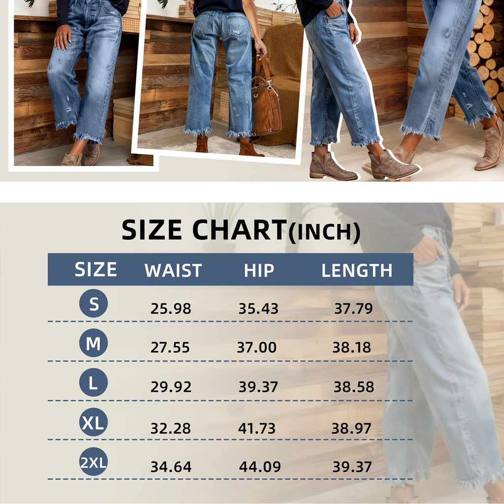 Tassel Hem Slim Jeans for Women Casual Straight Leg Blue Denim Pants All-Match Fringe Trouser Legs Everyday Fashion S-XXL