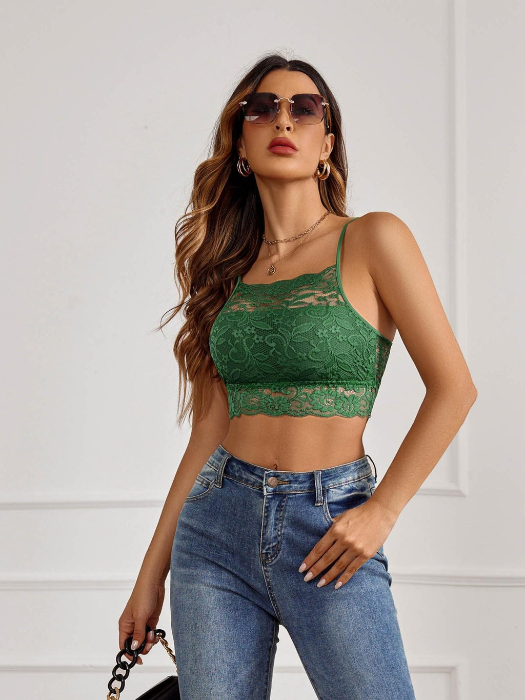 Lace Bralette Crop Top for Women | High Neck Racerback Camisole | Double-Layer Lace Cami Bra Top | Sexy Lingerie-Style Casual Tank Women