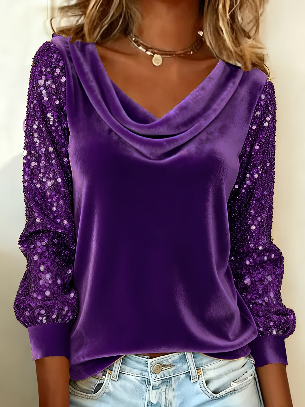 Velvet Swing Collar Long Sleeve Top Women Elegant Solid Color Stretchy Blouse Workplace Office Shirt Red Green Black Gold Fall Winter S-XXL