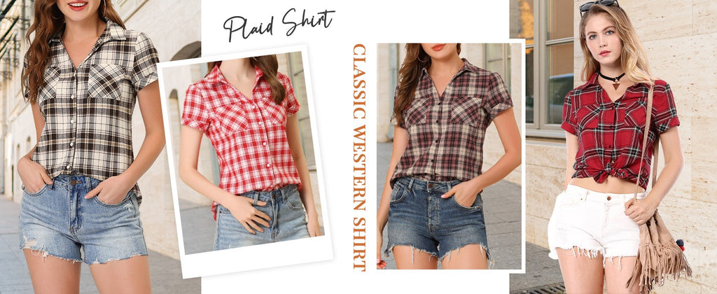 Western Plaid Button Shirt for Women | Classic Flannel Checkered Long Sleeve Top | Casual Country Style Blouse | Machine Washable Women's Plaid Shirt
