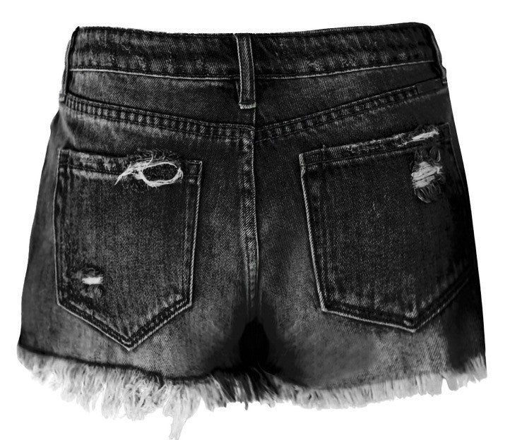 Ripped Denim Shorts for Women High Waist Distressed Raw Hem Stretch Vintage Casual Streetwear Short Jeans Blue Grey S-XXL