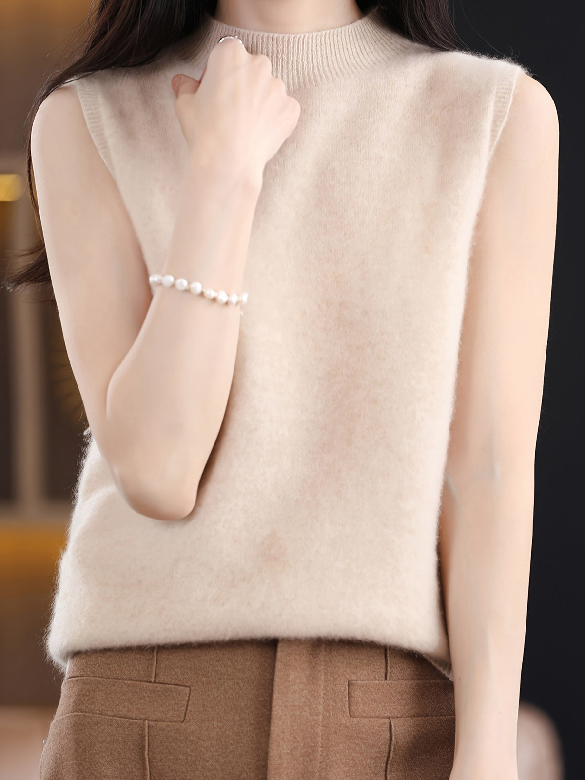 Mock Neck Sleeveless Vest Top Women Slim Fit Solid Color Short Cropped Spring Summer Casual Festive Tank Top for Women