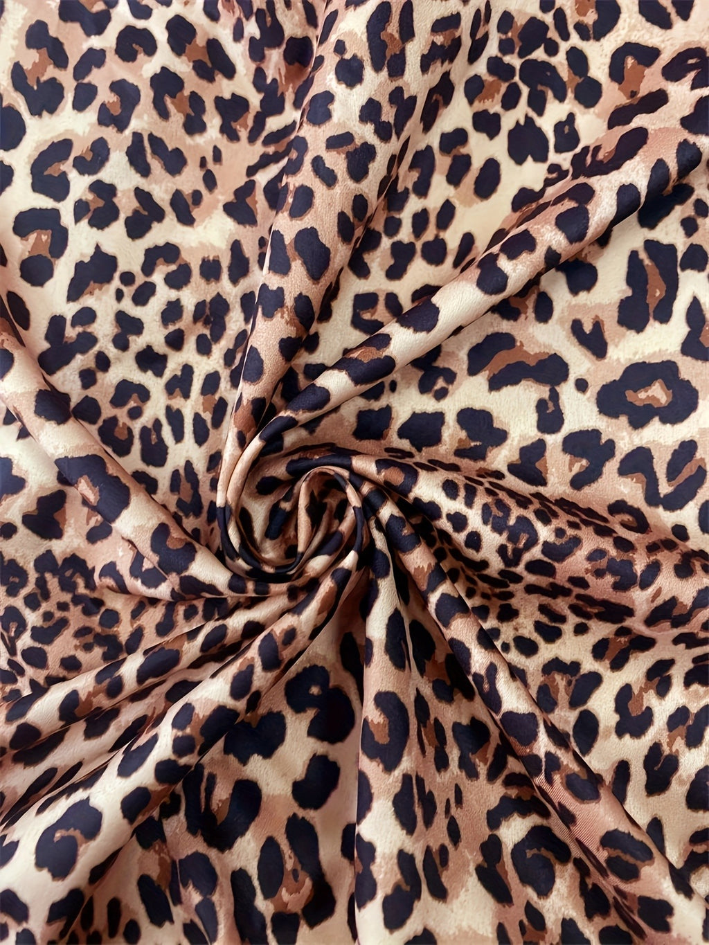 Leopard Print A-Line Dress Women V-Neck Long Sleeve Casual Semi-Formal Office Brunch Lightweight Machine Washable Spring Fall Dress