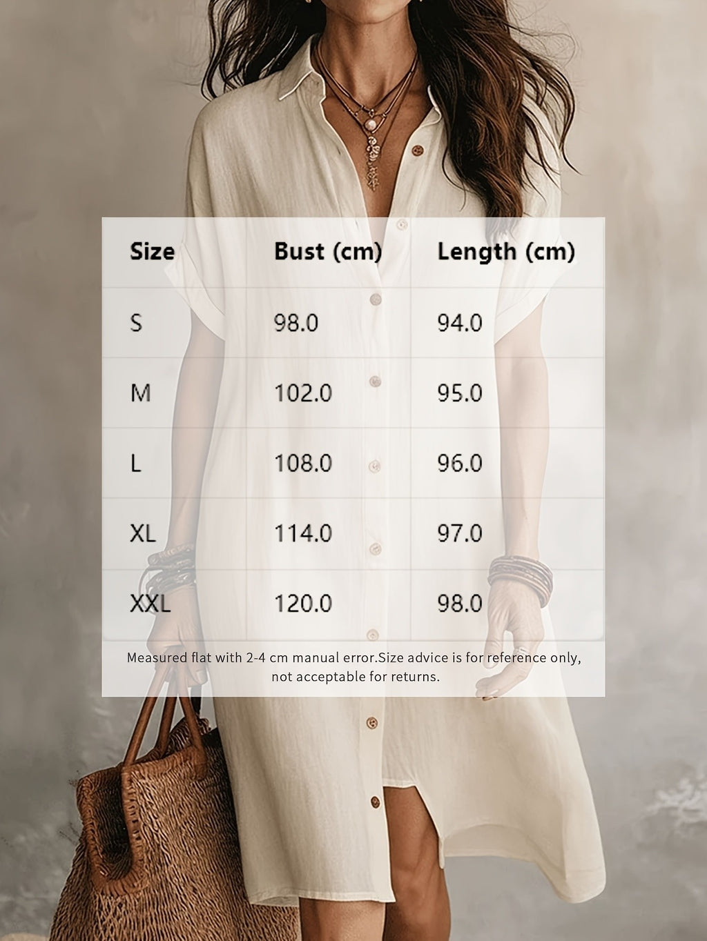 Solid Color Shirt Dress Women Short Sleeve Buttoned Lapel Collar Midi Length Casual Semi-Formal Versatile Dress for Women