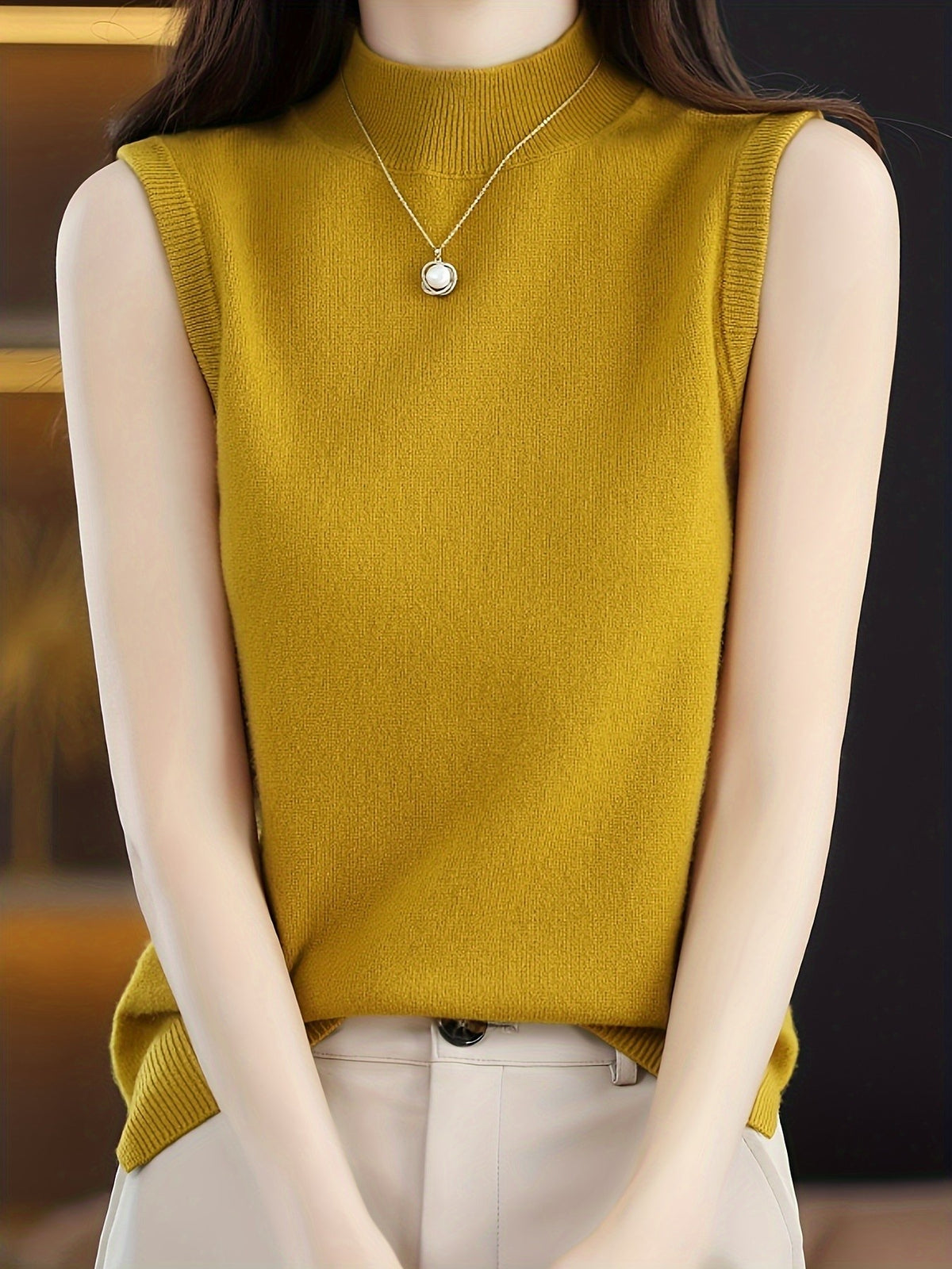 Mock Neck Sleeveless Vest Top Women Slim Fit Solid Color Short Cropped Spring Summer Casual Festive Tank Top for Women