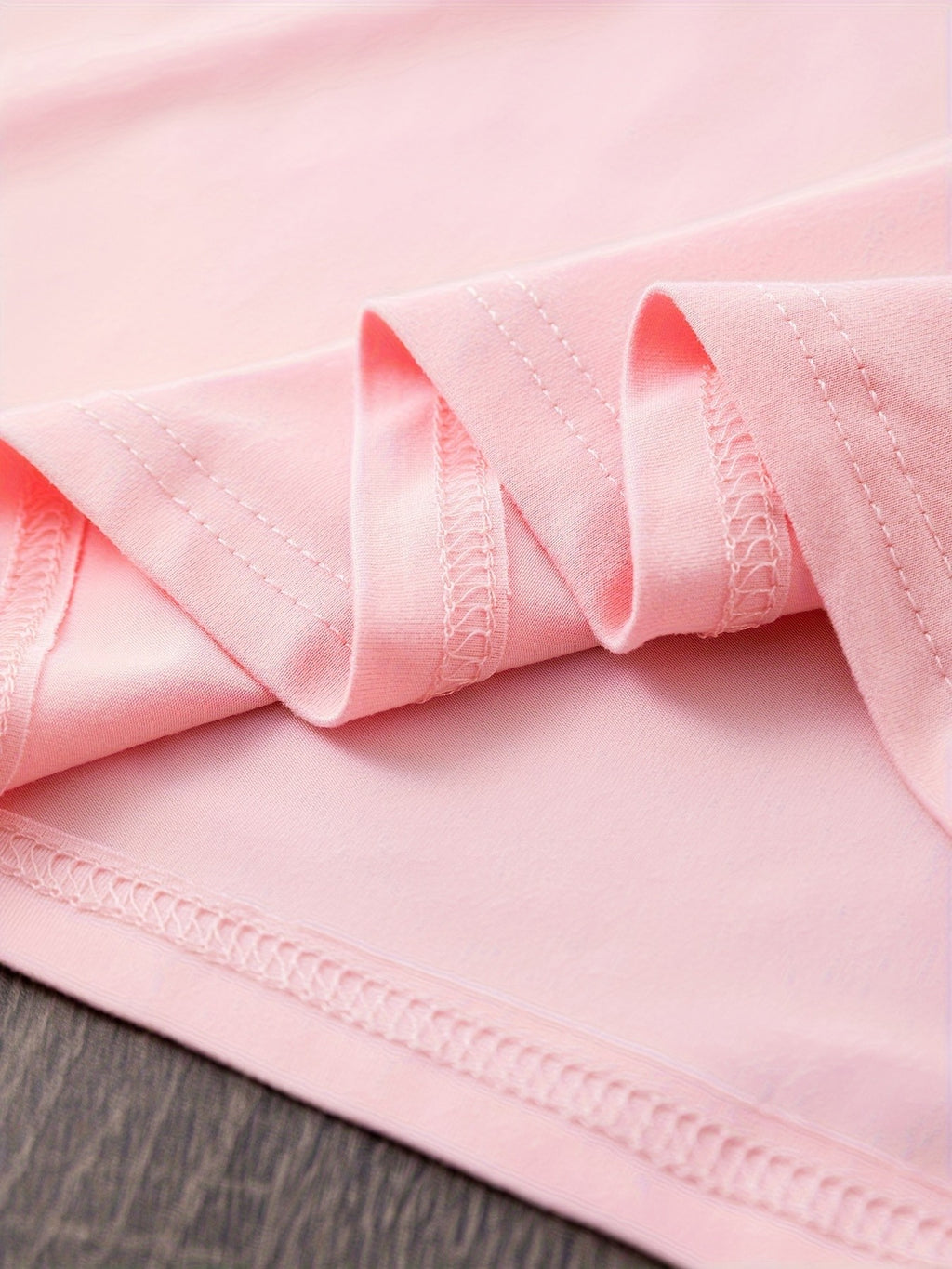 Geometric Letter Print Women T-Shirt Soft Pink Crew Neck Short Sleeve Casual Elegant Top Medium Stretch Spring Summer Fall Machine Washable