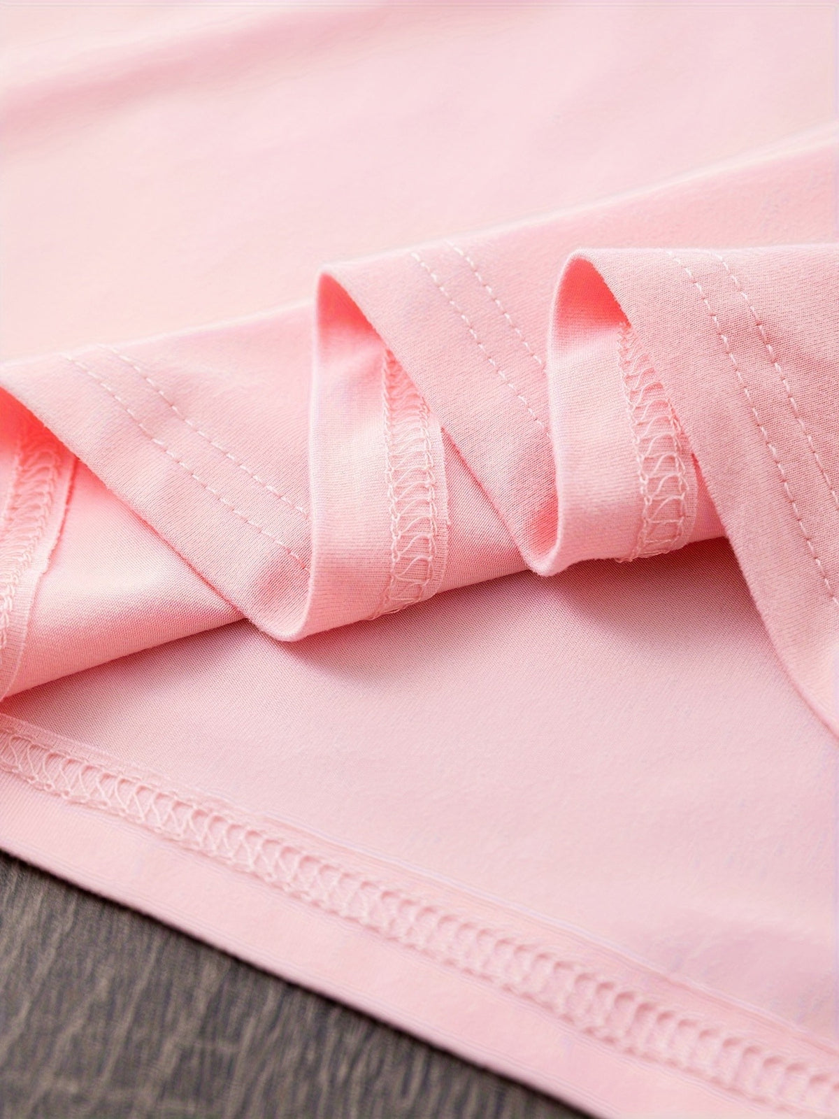 Geometric Letter Print Women T-Shirt Soft Pink Crew Neck Short Sleeve Casual Elegant Top Medium Stretch Spring Summer Fall Machine Washable