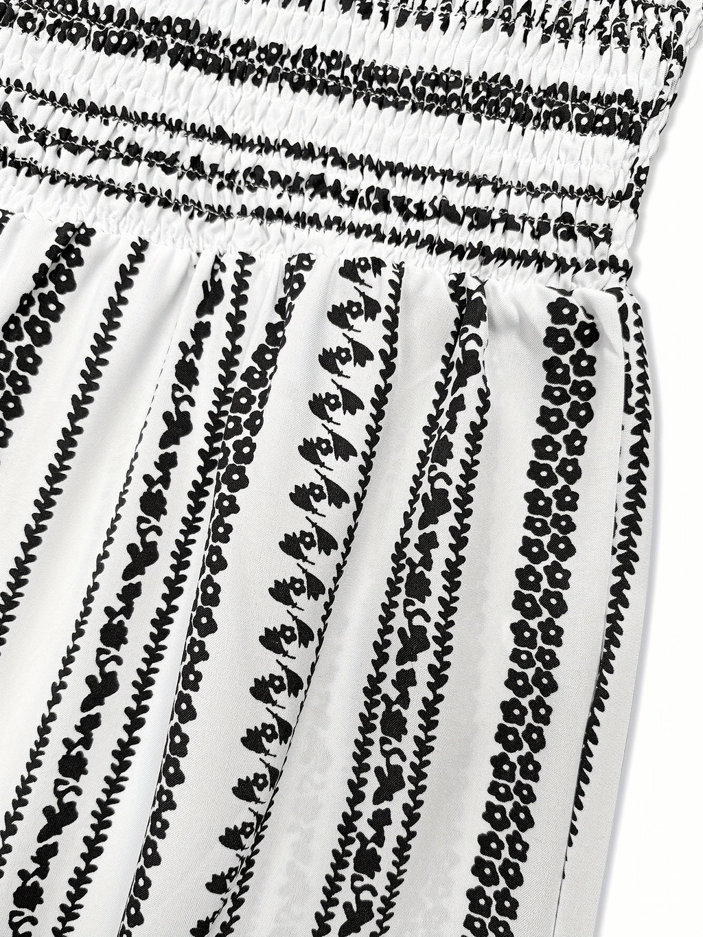 Strapless Striped Wide-Leg Jumpsuit Women Black White Smocked Tube Top Casual Loose Summer Vacation Romper S-XXL