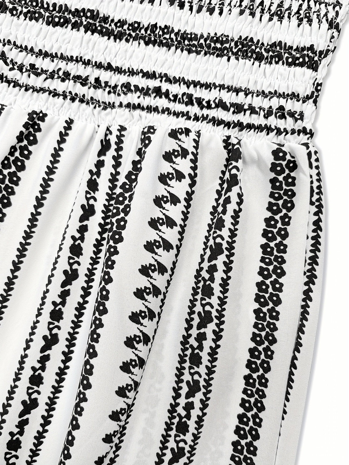 Strapless Striped Wide-Leg Jumpsuit Women Black White Smocked Tube Top Casual Loose Summer Vacation Romper S-XXL