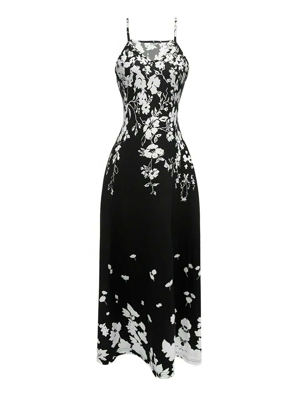 Floral Tropical Print Maxi Dress Women V Neck Spaghetti Strap Summer Vacation Beach Holiday Long Dress Elegant S-XXL