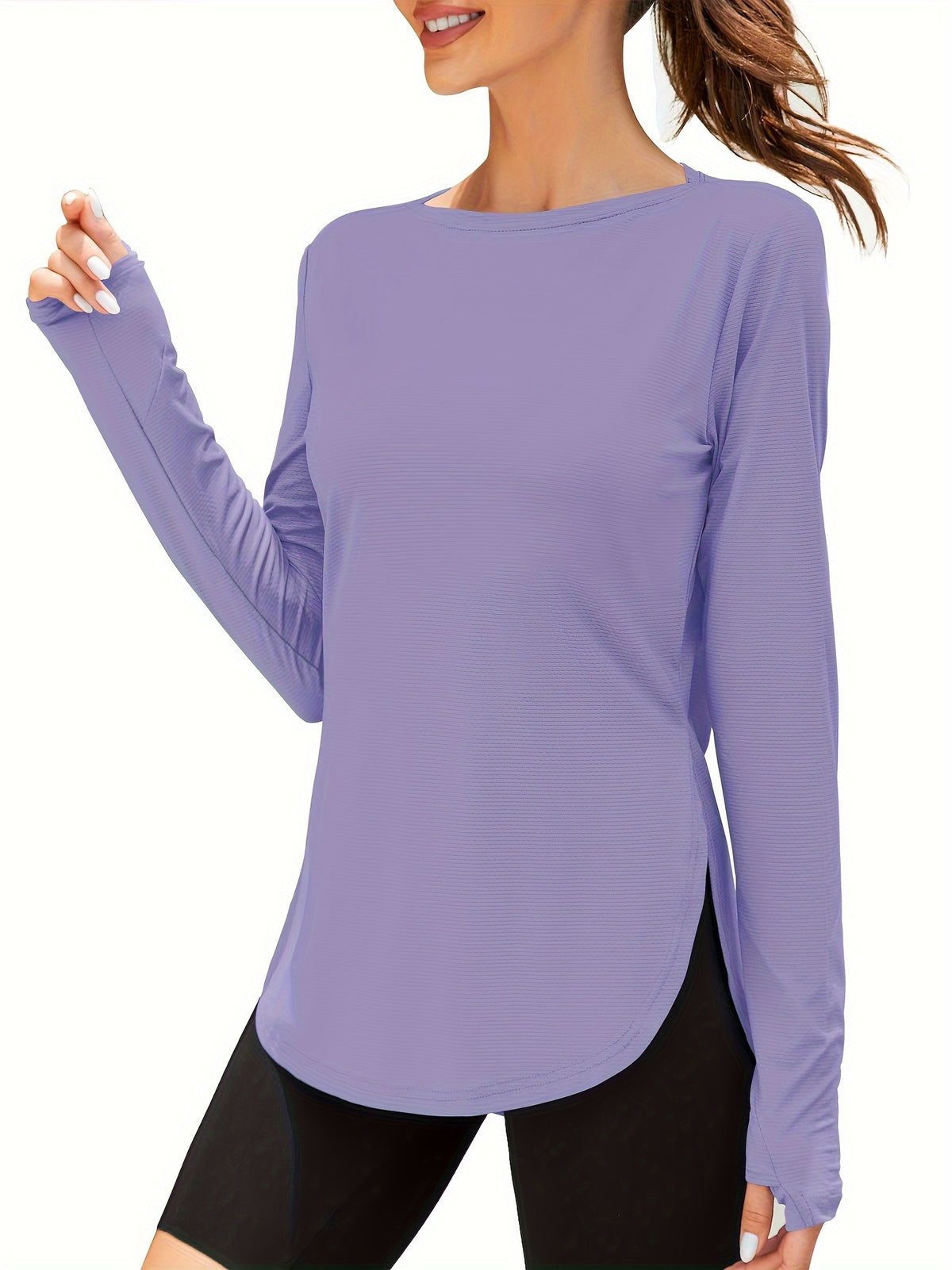 UPF 50+ Long Sleeve Shirt Women Lightweight Sun Protection Workout Athletic Outdoor Running Top Quick Dry S M L XL XXL