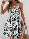 Off Shoulder Slip Dress Women Tropical Print Ruffle Detail Elegant Vacation Spring Summer Polyester Knit S M L XL XXL