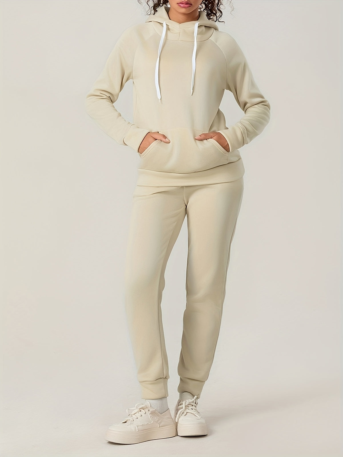 Women's 2-Piece Sweatsuit Set Slim Fit Long Sleeve Hoodie and Drawstring Jogger Pants S-XXL