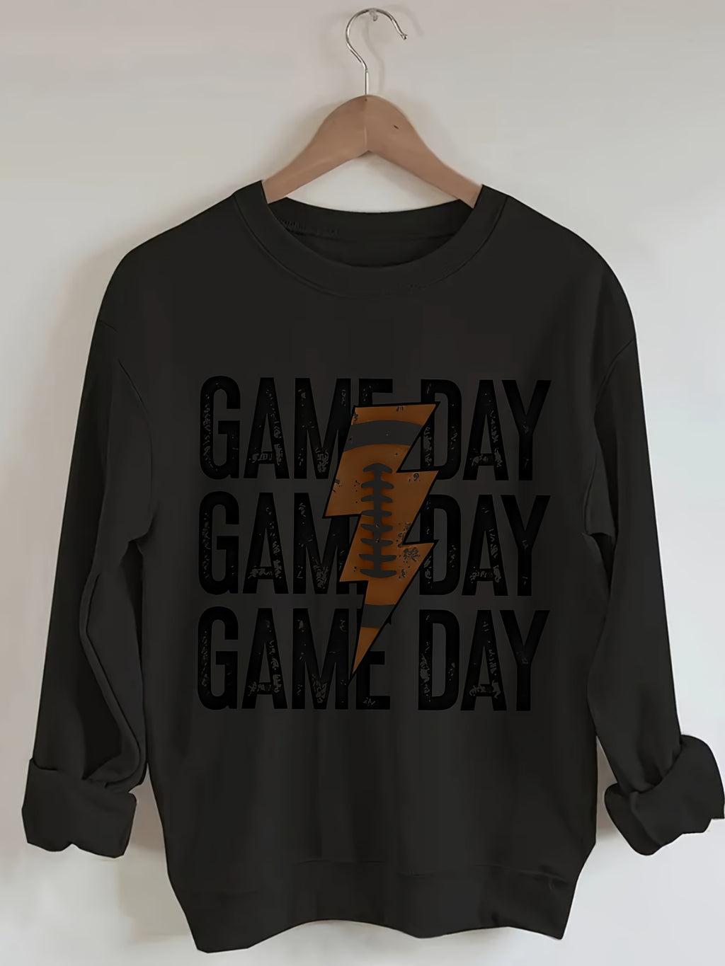 Game Day Football Graphic Crewneck Sweatshirt Women Casual Sports Fan Pullover Top Spring Fall Light Grey S-XXL